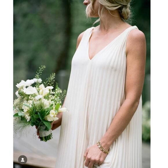 Reformation Rafina Dress ivory pleated wedding bridal maxi loose fit size 6 - Picture 6 of 15